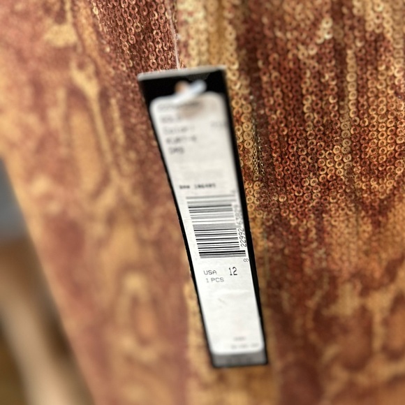 Tahari Sequin Snake Print Sheath Dress With Drape Back - Picture 11 of 12